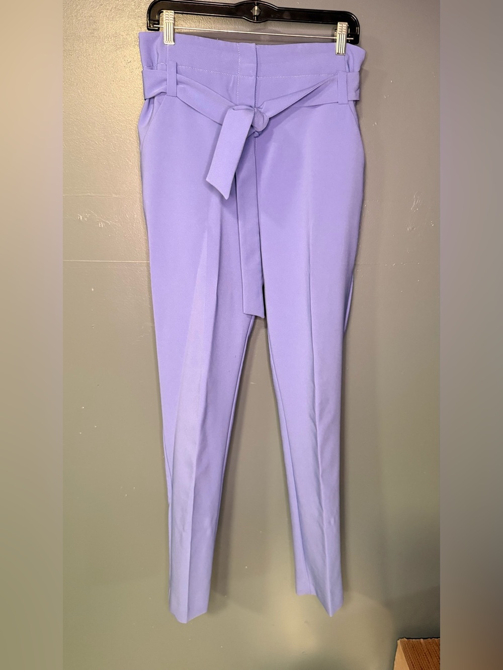 New York & Company Lavender Paperbag Waist Trousers with Tie